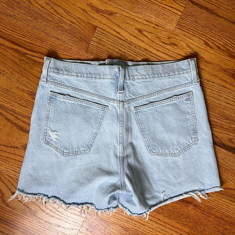 Madewell Light Blue Distressed Denim Mid Length Shorts - Picture 7 of 8